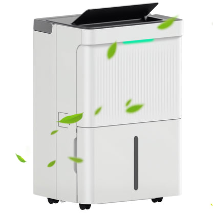 35L/day Dehumidifier Water Tank 5.5L Electric Dehumidifier with LED Screen 24H Timer Child Lock and Continuous Drainage for 40-100m² White