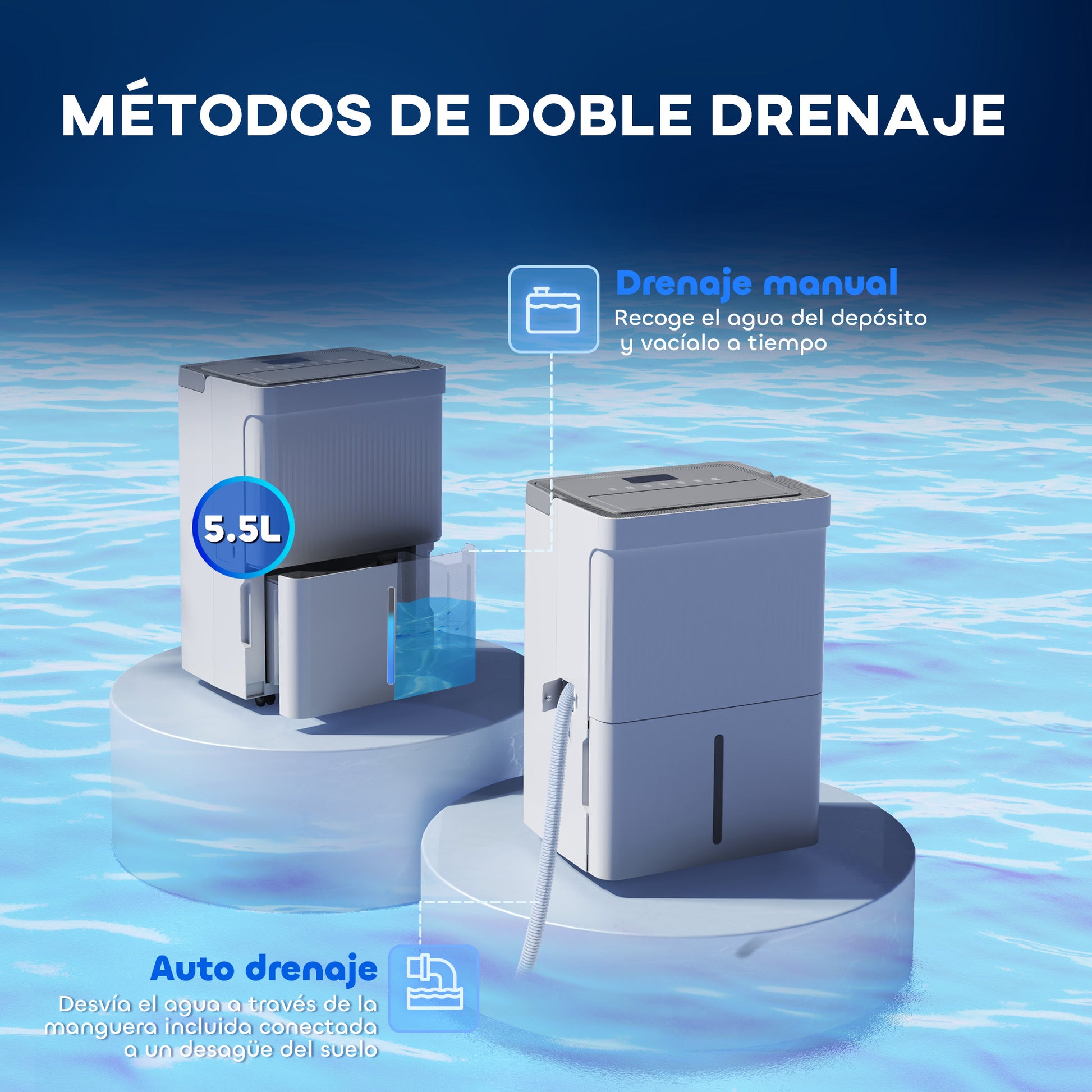 35L/day Dehumidifier Water Tank 5.5L Electric Dehumidifier with LED Screen 24H Timer Child Lock and Continuous Drainage for 40-100m² White