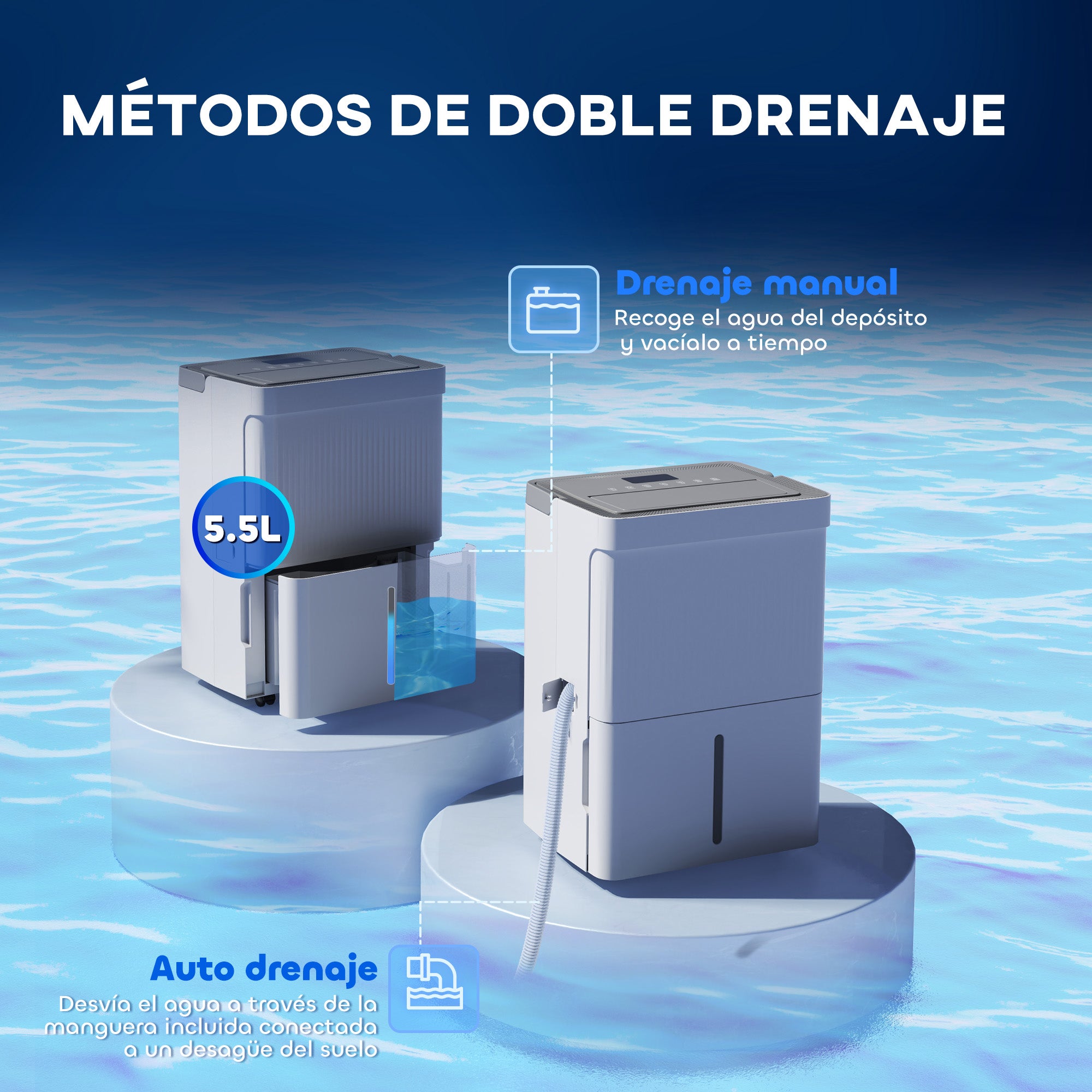 35L/day Dehumidifier Water Tank 5.5L Electric Dehumidifier with LED Screen 24H Timer Child Lock and Continuous Drainage for 40-100m² White
