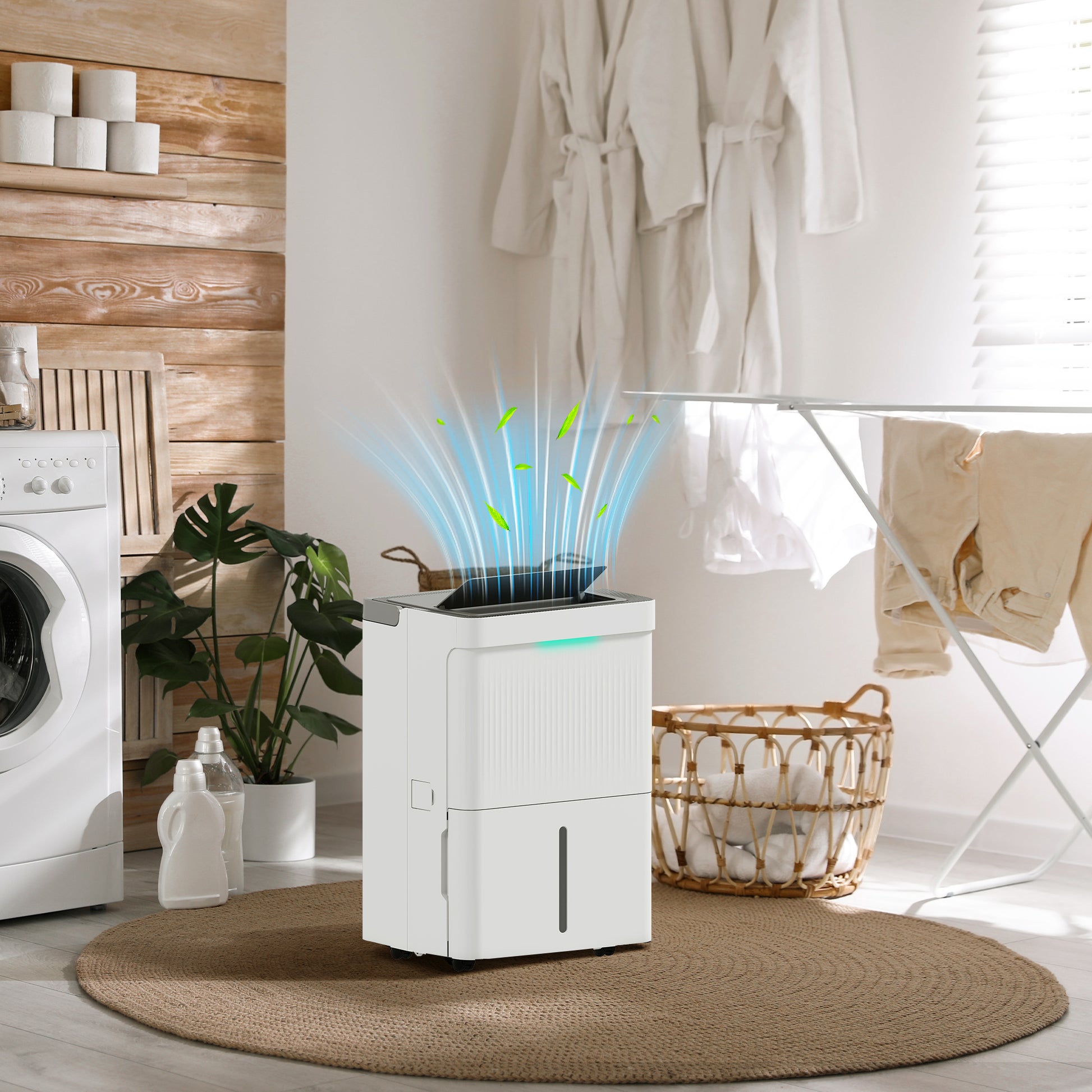 35L/day Dehumidifier Water Tank 5.5L Electric Dehumidifier with LED Screen 24H Timer Child Lock and Continuous Drainage for 40-100m² White