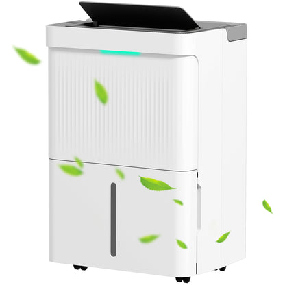 35L/day Dehumidifier Water Tank 5.5L Electric Dehumidifier with LED Screen 24H Timer Child Lock and Continuous Drainage for 40-100m² White