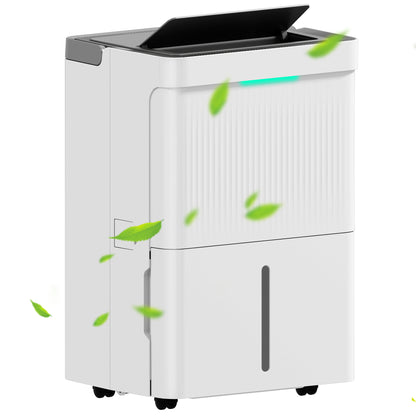 35L/day Dehumidifier Water Tank 5.5L Electric Dehumidifier with LED Screen 24H Timer Child Lock and Continuous Drainage for 40-100m² White