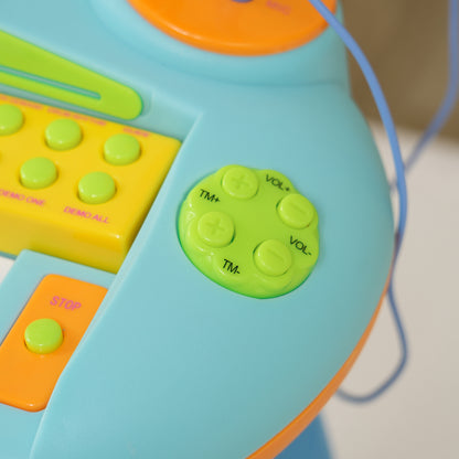 Children's Electronic Piano, 37-Key Piano Keyboard, with Microphone, Stool, LED Light, Recording and Playback Function, Music Instrument for Children 3 to 6 Years Old, Blue