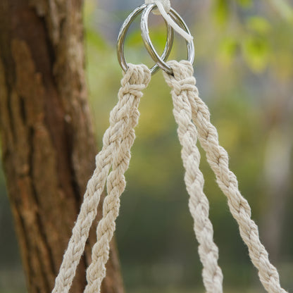 Hanging Chair Indoor Outdoor Hammock Swing Chair Portable Travel Hammock Chair Ø 80 x 42H cm Macramé Cotton Polyester Beige
