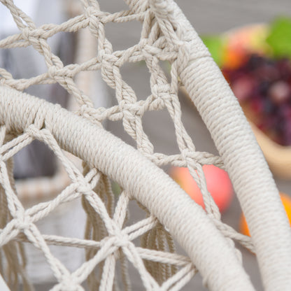 Hanging Chair Indoor Outdoor Hammock Swing Chair Portable Travel Hammock Chair Ø 80 x 42H cm Macramé Cotton Polyester Beige