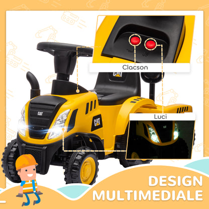 Children's Toy Truck 12-36 Months with Integrated Shovel and Trailer, Ride-On Excavator for Kids in PP and Metal, 91x29x44 cm, Yellow