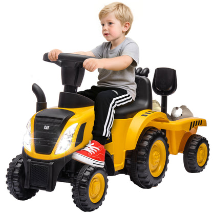 Children's Toy Truck 12-36 Months with Integrated Shovel and Trailer, Ride-On Excavator for Kids in PP and Metal, 91x29x44 cm, Yellow