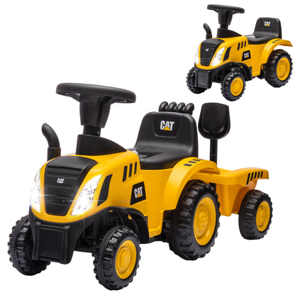 Children's Toy Truck 12-36 Months with Integrated Shovel and Trailer, Ride-On Excavator for Kids in PP and Metal, 91x29x44 cm, Yellow