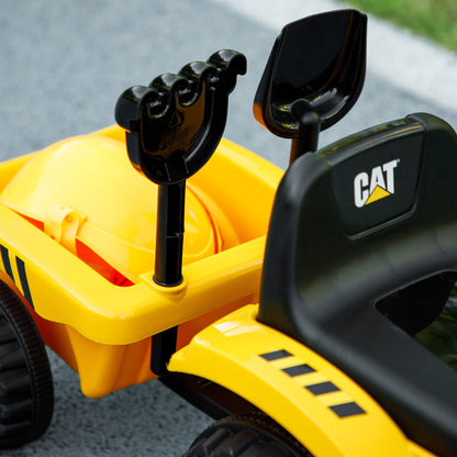 Children's Toy Truck 12-36 Months with Integrated Shovel and Trailer, Ride-On Excavator for Kids in PP and Metal, 91x29x44 cm, Yellow