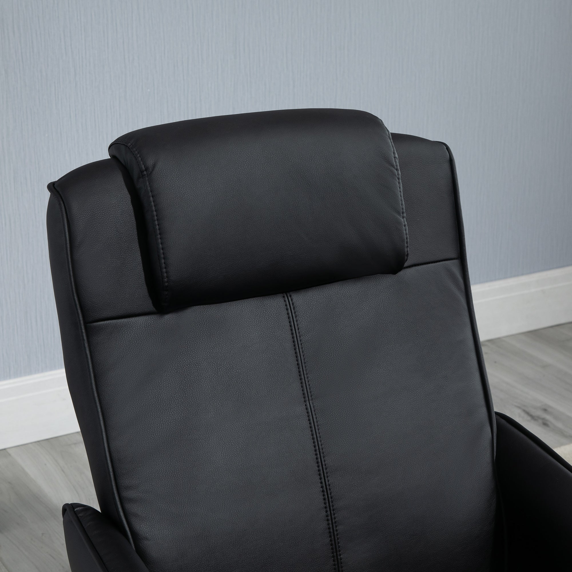 Reclining Chair with Footrest Swivel Lounge Chair with PU Upholstery and Steel Frame Load 120 kg Armchair for Bedroom Living Room Black