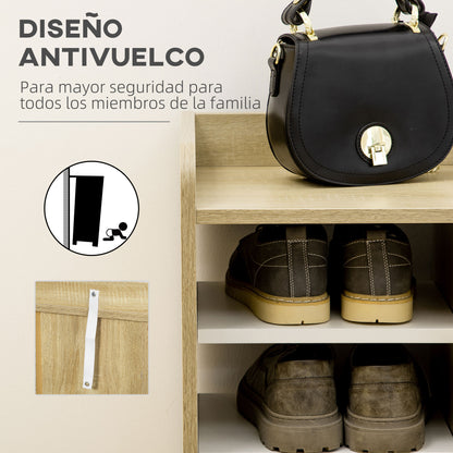 Modern Shoe Cabinet Narrow Shoe Rack with 2 Doors Storage Shelves for 13 Pairs of Shoes for Entryway Hallway 80x30x80 cm Natural and White