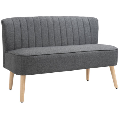 2-Seater Loveseat — Small Linen-Look Upholstered Sofa for Living Room, Bedroom, Small Spaces, Gray (46.1" x 22.2" x 30.3")