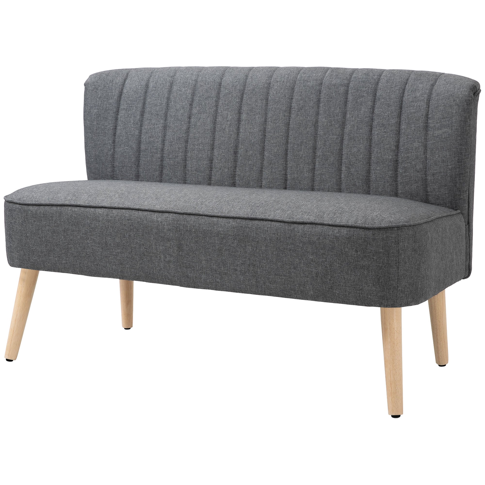2-Seater Loveseat — Small Linen-Look Upholstered Sofa for Living Room, Bedroom, Small Spaces, Gray (46.1" x 22.2" x 30.3")