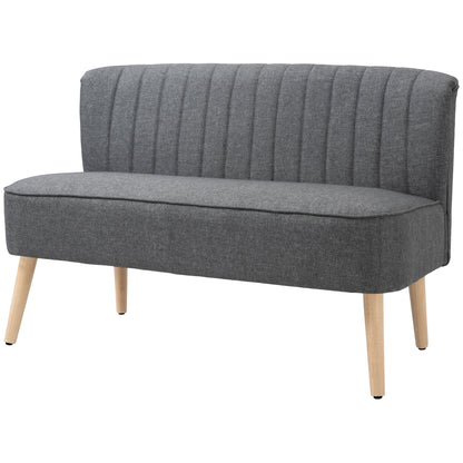 2-Seater Loveseat — Small Linen-Look Upholstered Sofa for Living Room, Bedroom, Small Spaces, Gray (46.1" x 22.2" x 30.3")