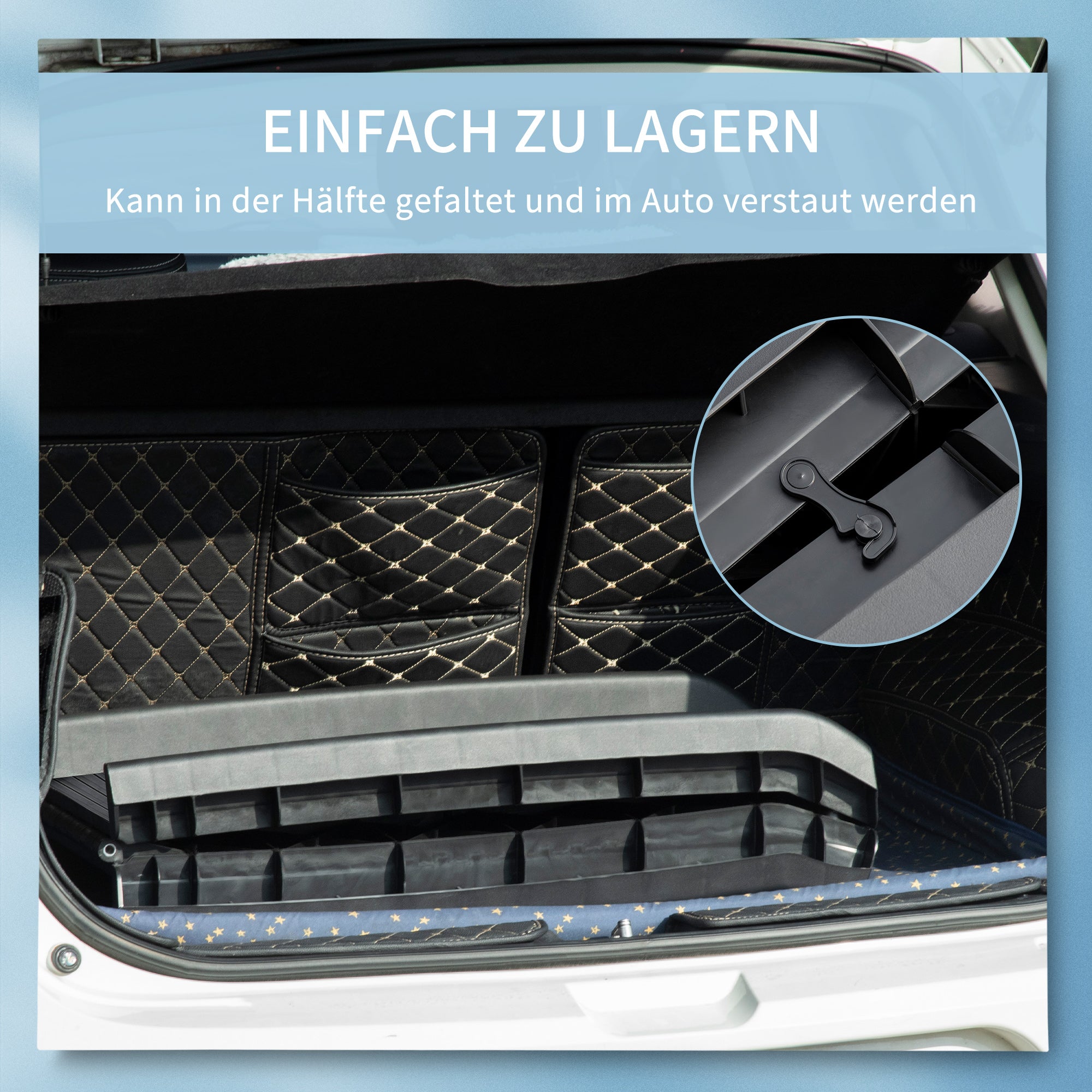 Dog Ramp Foldable Dog Stairs, Dog Car Ramp, Car Trunk Ramp Non-Slip Entry Aid for Trunk, Cars, Trucks, and SUVs up to 75 kg 155 x 39 cm