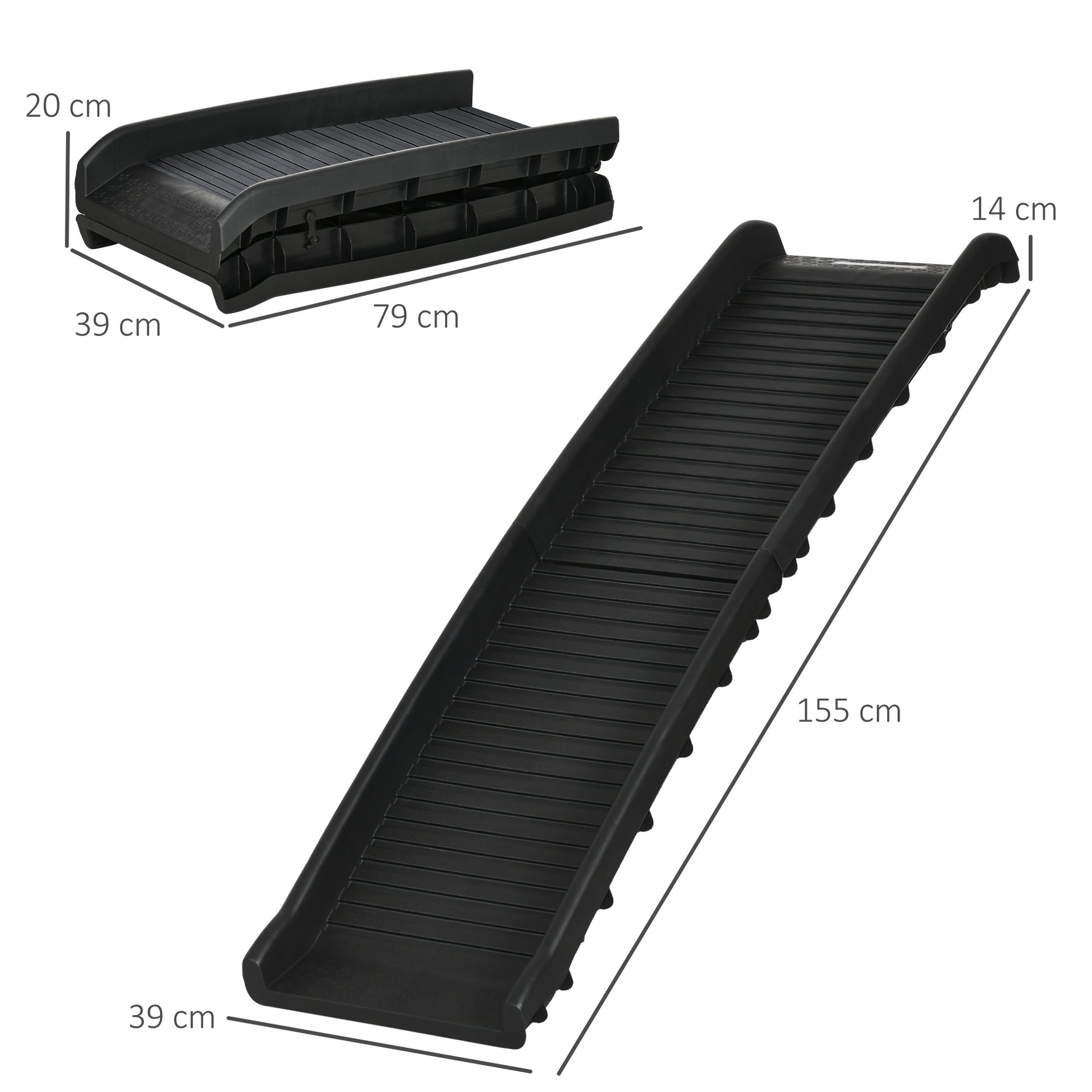 Dog Ramp Foldable Dog Stairs, Dog Car Ramp, Car Trunk Ramp Non-Slip Entry Aid for Trunk, Cars, Trucks, and SUVs up to 75 kg 155 x 39 cm