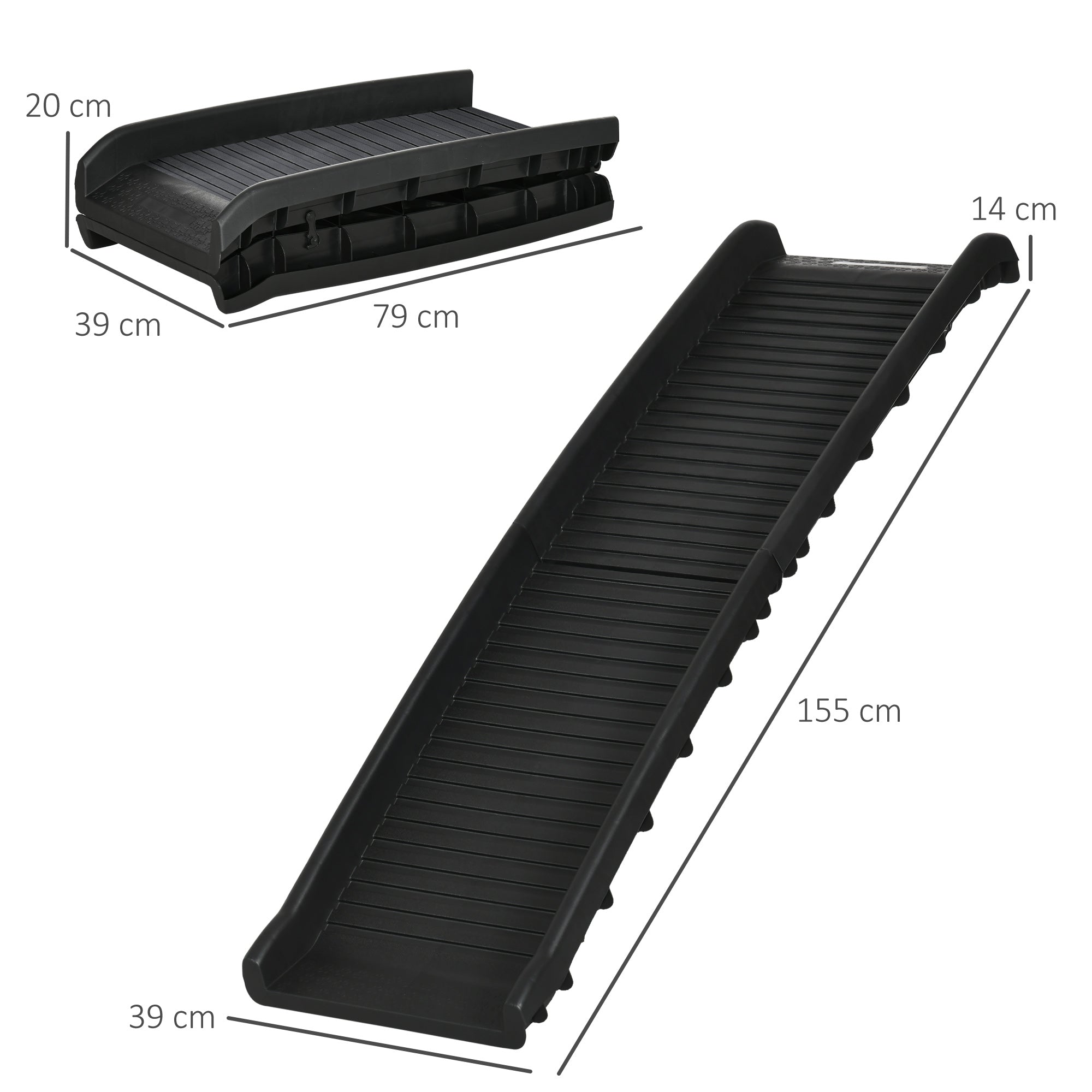 Dog Ramp Foldable Dog Stairs, Dog Car Ramp, Car Trunk Ramp Non-Slip Entry Aid for Trunk, Cars, Trucks, and SUVs up to 75 kg 155 x 39 cm