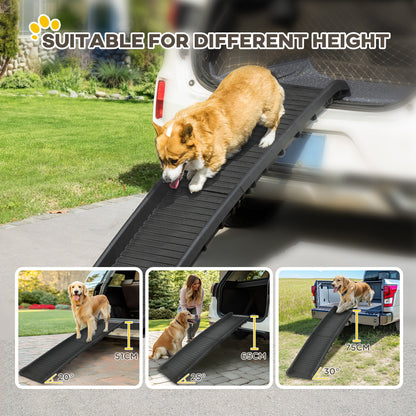 Dog Ramp Foldable Dog Stairs, Dog Car Ramp, Car Trunk Ramp Non-Slip Entry Aid for Trunk, Cars, Trucks, and SUVs up to 75 kg 155 x 39 cm