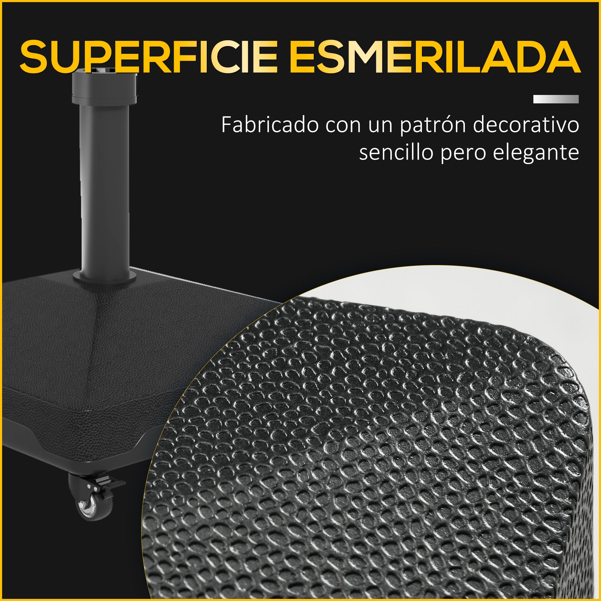 Square Umbrella Base Umbrella Stand with Wheels Fillable with Water 17kg or Sand 21kg for Garden Terrace Black