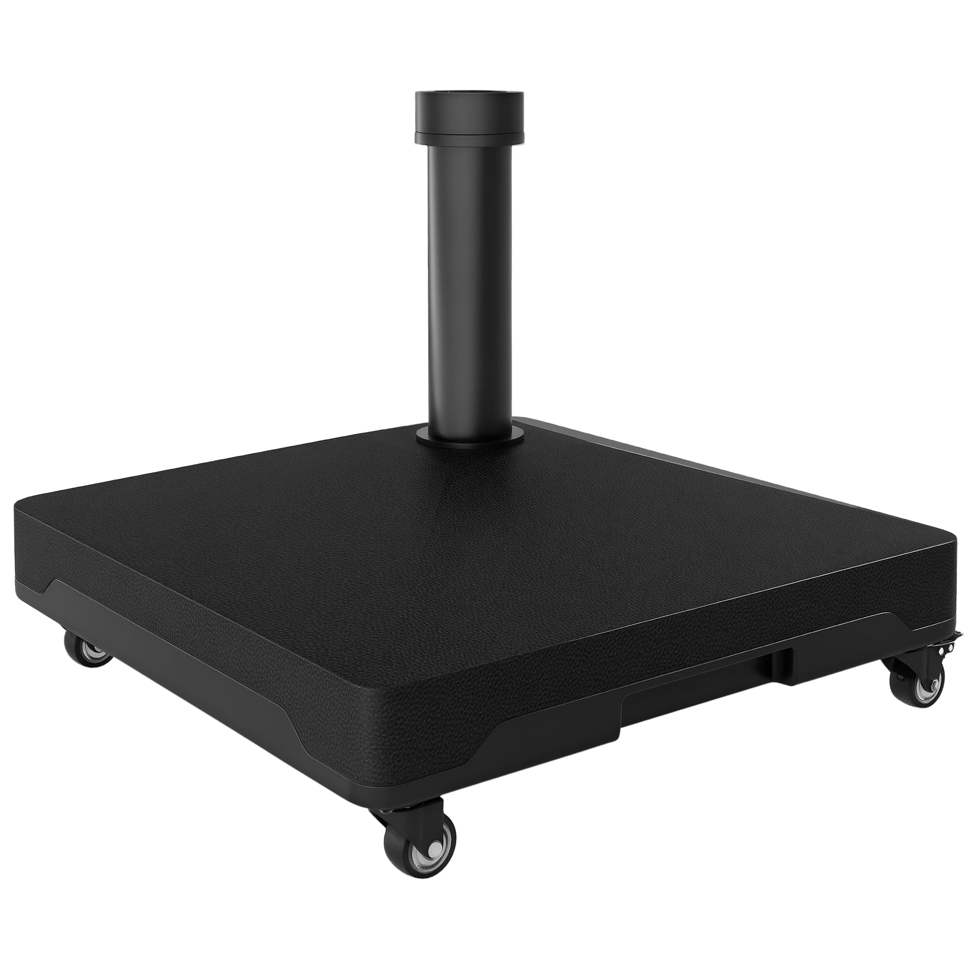 Square Umbrella Base Umbrella Stand with Wheels Fillable with Water 17kg or Sand 21kg for Garden Terrace Black