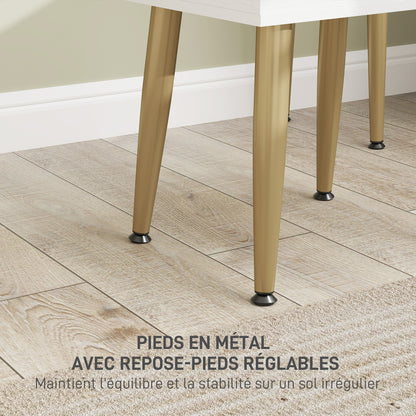 Dressing Table with Mirror and Stool, Makeup Table with 3 Drawers and Metal Legs, Tempered Glass Top, Dressing Desk for Bedroom, White