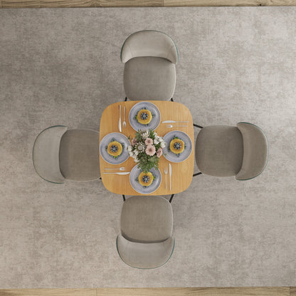 Dining Table for 4 persons modern style kitchen table with wood grain tabletop, 70 x 70 cm, natural wood