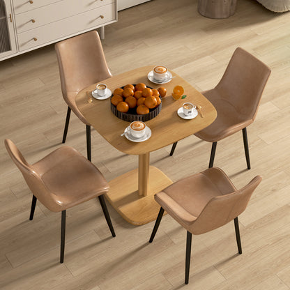 Dining Table for 4 persons modern style kitchen table with wood grain tabletop, 70 x 70 cm, natural wood
