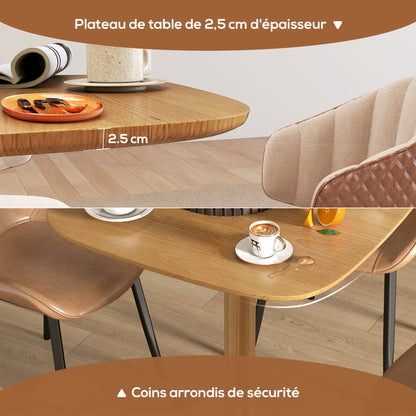 Dining Table for 4 persons modern style kitchen table with wood grain tabletop, 70 x 70 cm, natural wood