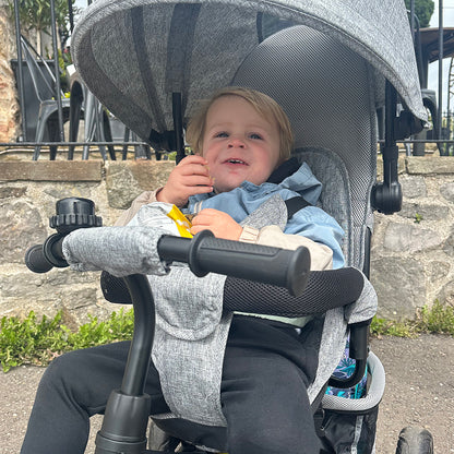 6-in-1 Tricycle with Push Handle, Kids Tricycle with Removable Sun Canopy, Cushion, Balance Bike with 5-Point Safety Belt, Basket, Cup Holder, for 1-5 Years Children, Gray