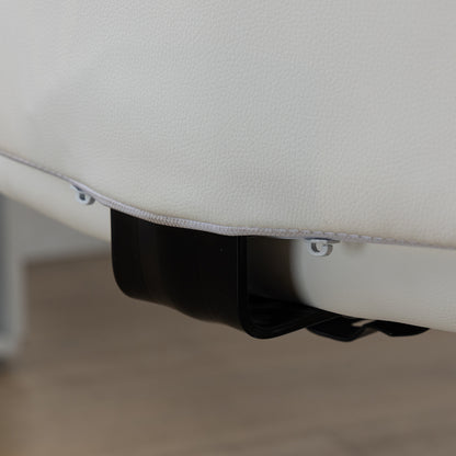 Armless Office Chair Swivel Faux Leather Desk Chair with Adjustable Height Modern Style Holds 120 kg 45x59x90-100 cm White