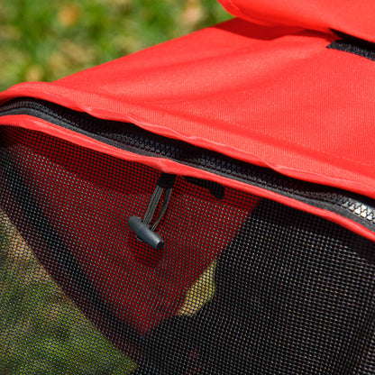 folding pet stroller dog buggy for dogs & cats up to 10 kg cat stroller with mesh windows cup holder storage basket cat stroller buggy Red