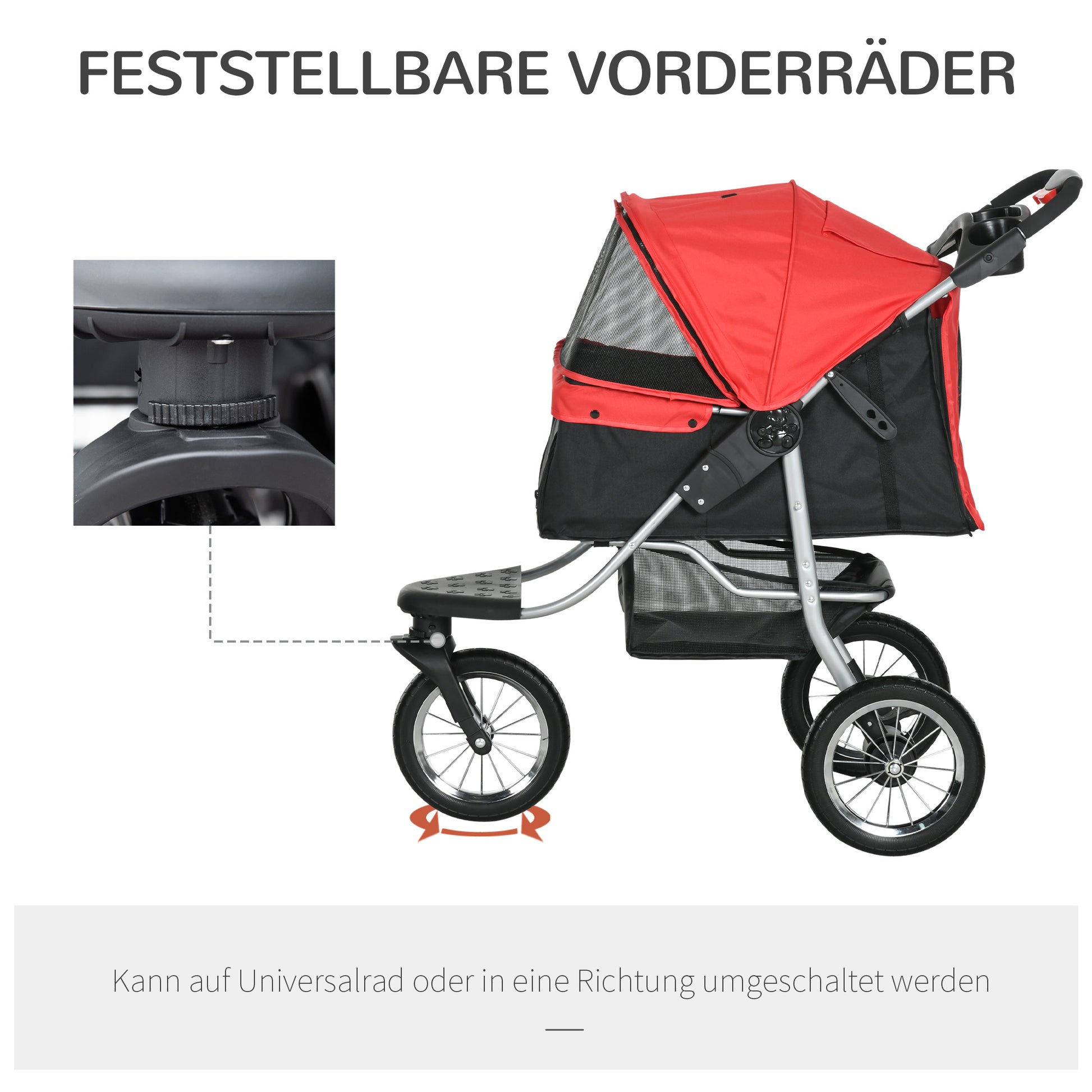 folding pet stroller dog buggy for dogs & cats up to 10 kg cat stroller with mesh windows cup holder storage basket cat stroller buggy Red