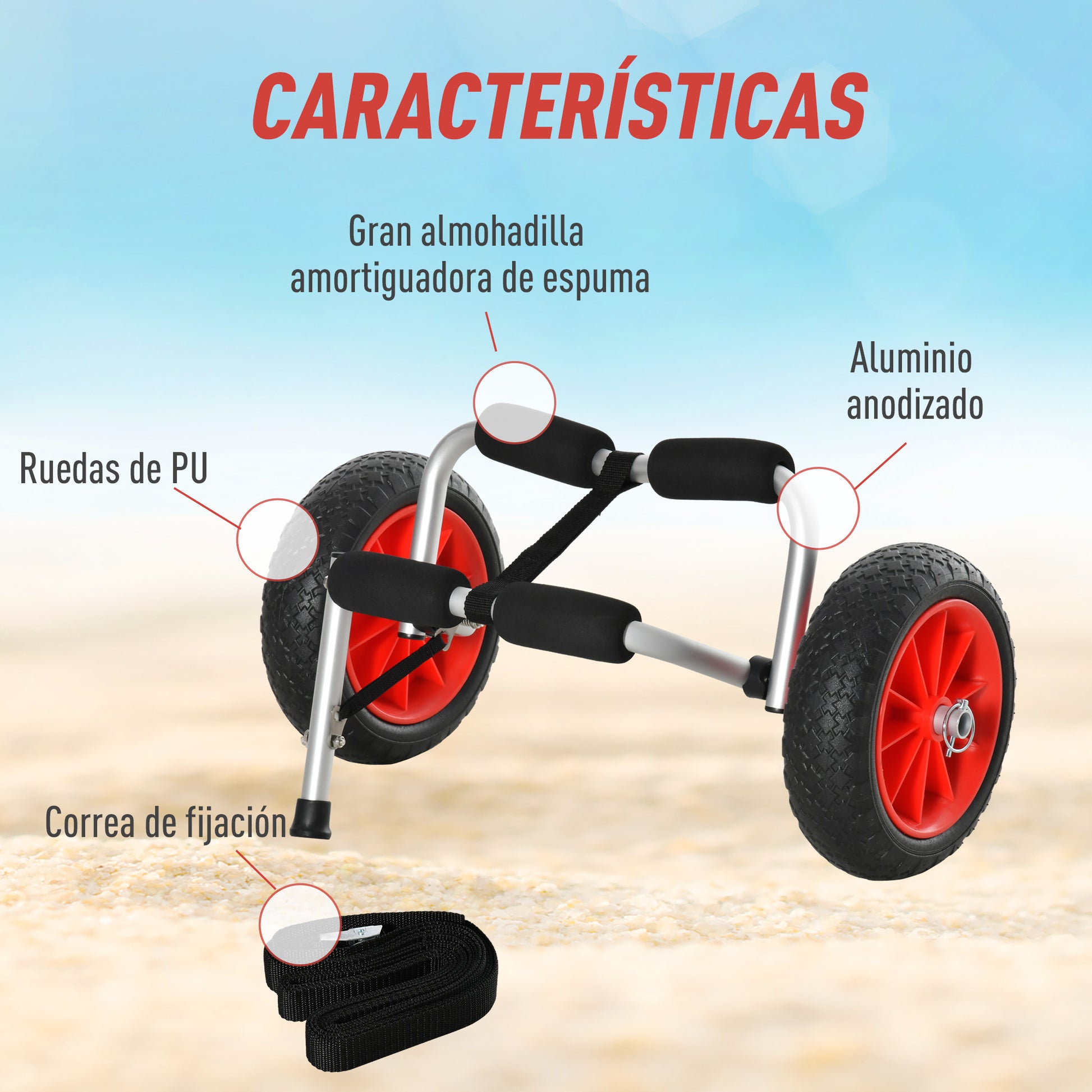 Foldable Kayak Transport Cart Boat Canoe Carrier Trailer Dolly Load 70kg with Universal Aluminum Canoe Carrier 62x35x30 cm