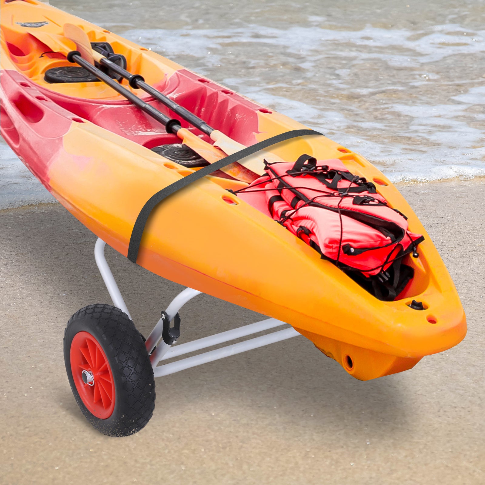 Foldable Kayak Transport Cart Boat Canoe Carrier Trailer Dolly Load 70kg with Universal Aluminum Canoe Carrier 62x35x30 cm