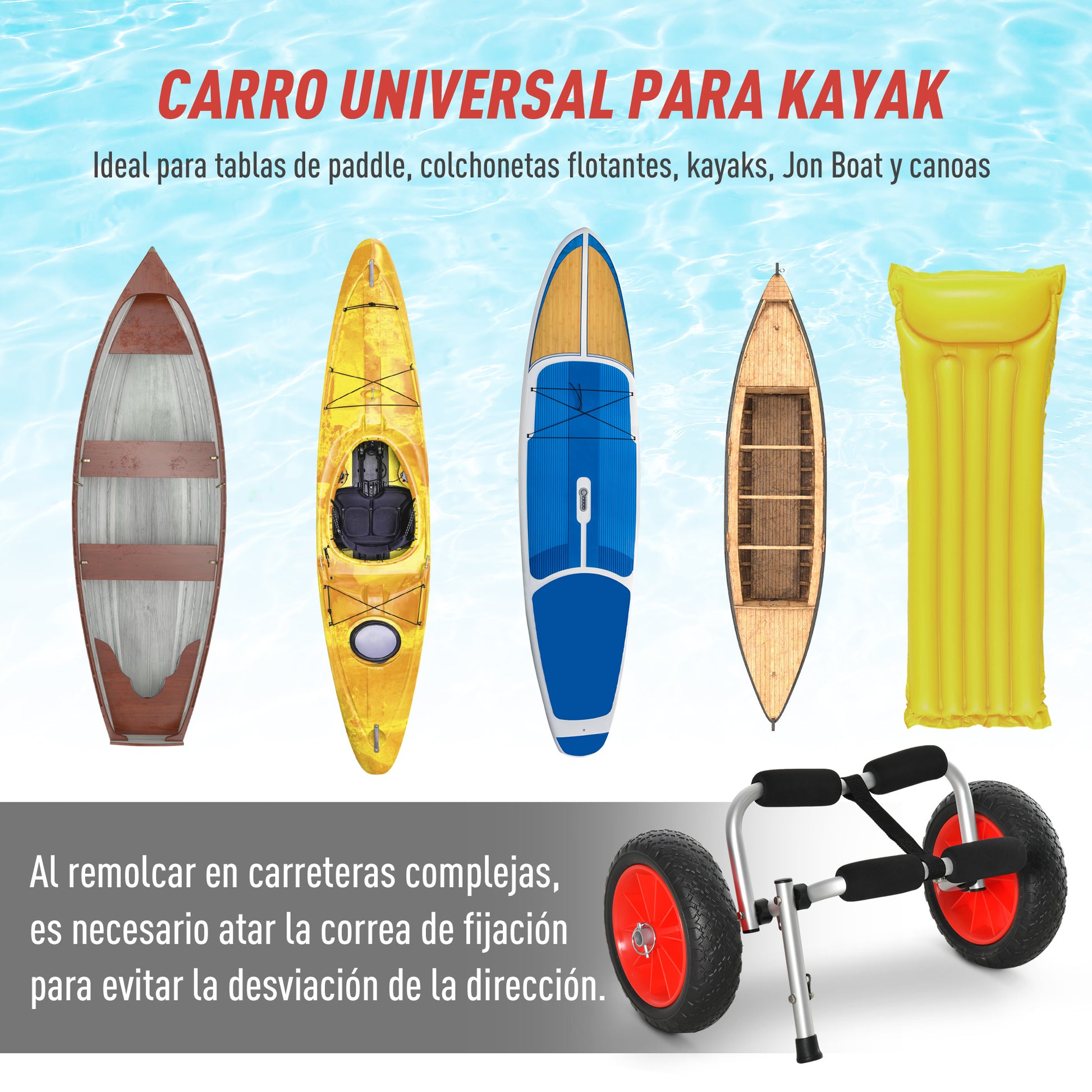 Foldable Kayak Transport Cart Boat Canoe Carrier Trailer Dolly Load 70kg with Universal Aluminum Canoe Carrier 62x35x30 cm