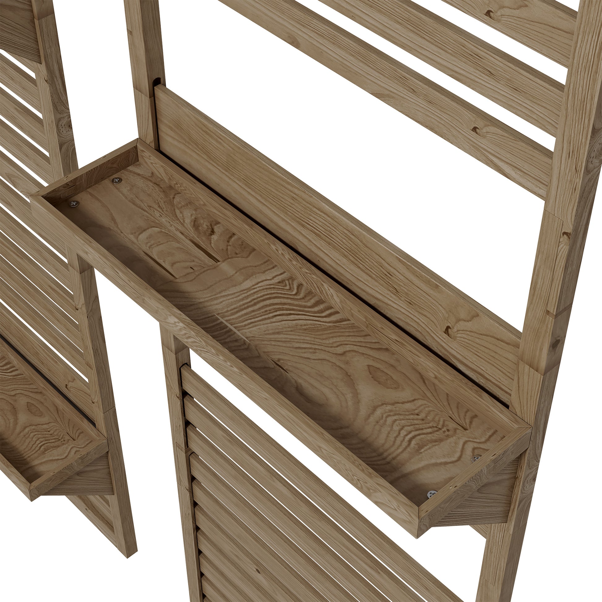 Set of 2 Indoor Plant Stands Indoor Plant Stand with Hanging Shelves for Plants and Lattice Trellis for Climbing for Balcony and Terrace in Solid Wood Natural Wood