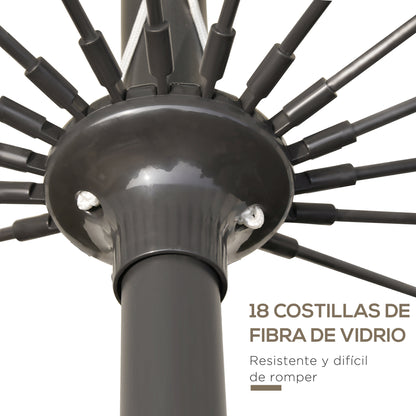 Terrace Umbrella Ø250 cm Outdoor Garden Umbrella with Adjustable Angle 18 Rods and Crank Waterproof Sunshade for Patio Terrace Cream