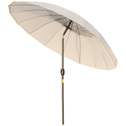 Terrace Umbrella Ø250 cm Outdoor Garden Umbrella with Adjustable Angle 18 Rods and Crank Waterproof Sunshade for Patio Terrace Cream