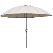 Terrace Umbrella Ø250 cm Outdoor Garden Umbrella with Adjustable Angle 18 Rods and Crank Waterproof Sunshade for Patio Terrace Cream