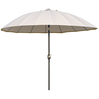 Terrace Umbrella Ø250 cm Outdoor Garden Umbrella with Adjustable Angle 18 Rods and Crank Waterproof Sunshade for Patio Terrace Cream