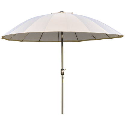 Terrace Umbrella Ø250 cm Outdoor Garden Umbrella with Adjustable Angle 18 Rods and Crank Waterproof Sunshade for Patio Terrace Cream