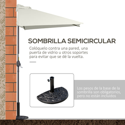 Rectangular Umbrella 230x130x245 cm Wall Parasol Half Umbrella with Crank UV Protection 30+ Waterproof Umbrella for Balcony Terrace Garden Beige