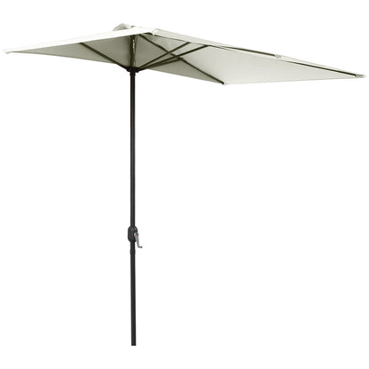Rectangular Umbrella 230x130x245 cm Wall Parasol Half Umbrella with Crank UV Protection 30+ Waterproof Umbrella for Balcony Terrace Garden Beige
