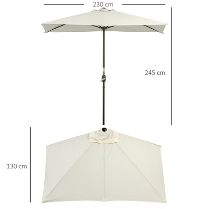 Rectangular Umbrella 230x130x245 cm Wall Parasol Half Umbrella with Crank UV Protection 30+ Waterproof Umbrella for Balcony Terrace Garden Beige