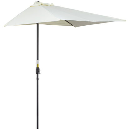 Rectangular Umbrella 230x130x245 cm Wall Parasol Half Umbrella with Crank UV Protection 30+ Waterproof Umbrella for Balcony Terrace Garden Beige