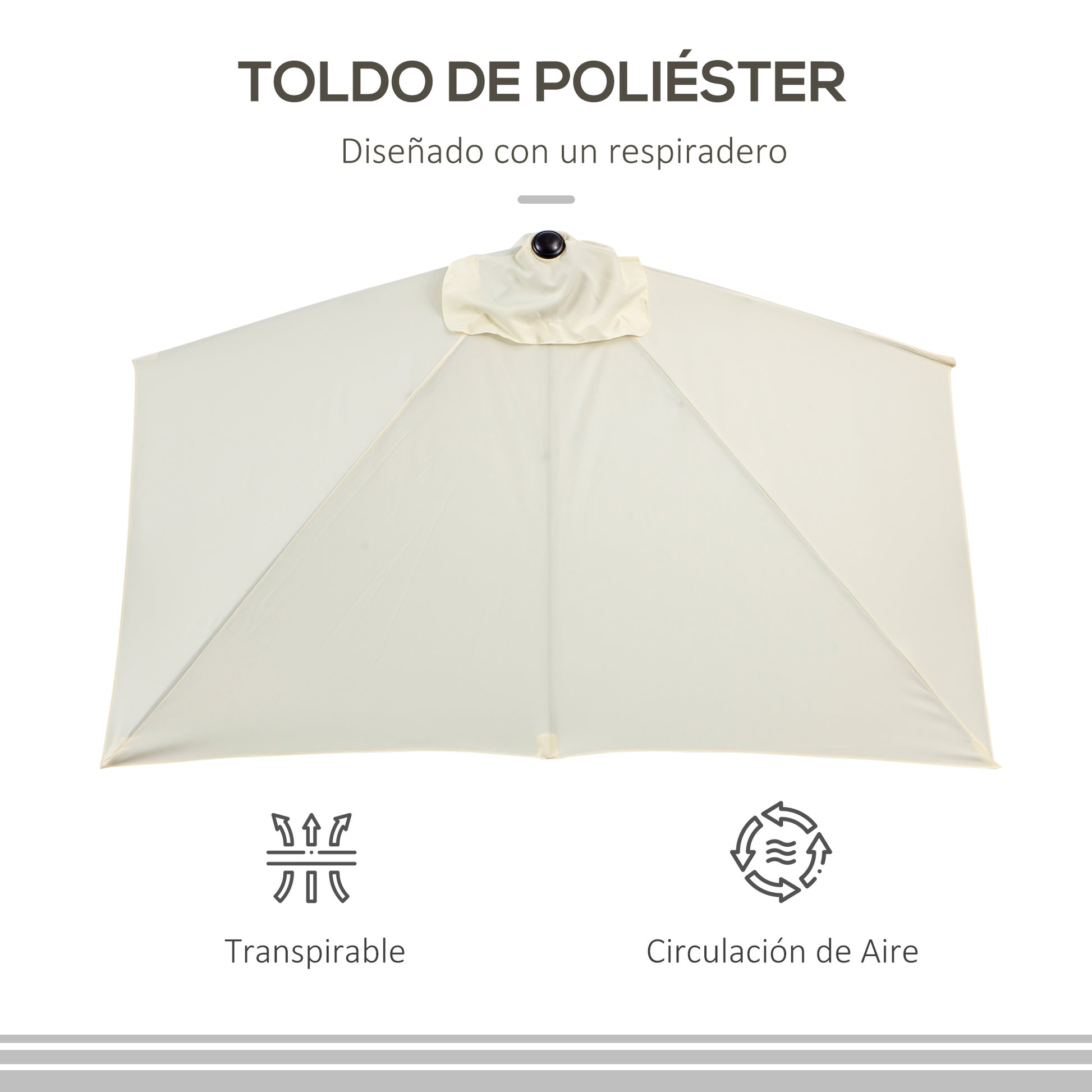 Rectangular Umbrella 230x130x245 cm Wall Parasol Half Umbrella with Crank UV Protection 30+ Waterproof Umbrella for Balcony Terrace Garden Beige