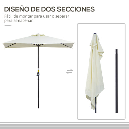 Rectangular Umbrella 230x130x245 cm Wall Parasol Half Umbrella with Crank UV Protection 30+ Waterproof Umbrella for Balcony Terrace Garden Beige