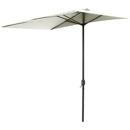 Rectangular Umbrella 230x130x245 cm Wall Parasol Half Umbrella with Crank UV Protection 30+ Waterproof Umbrella for Balcony Terrace Garden Beige