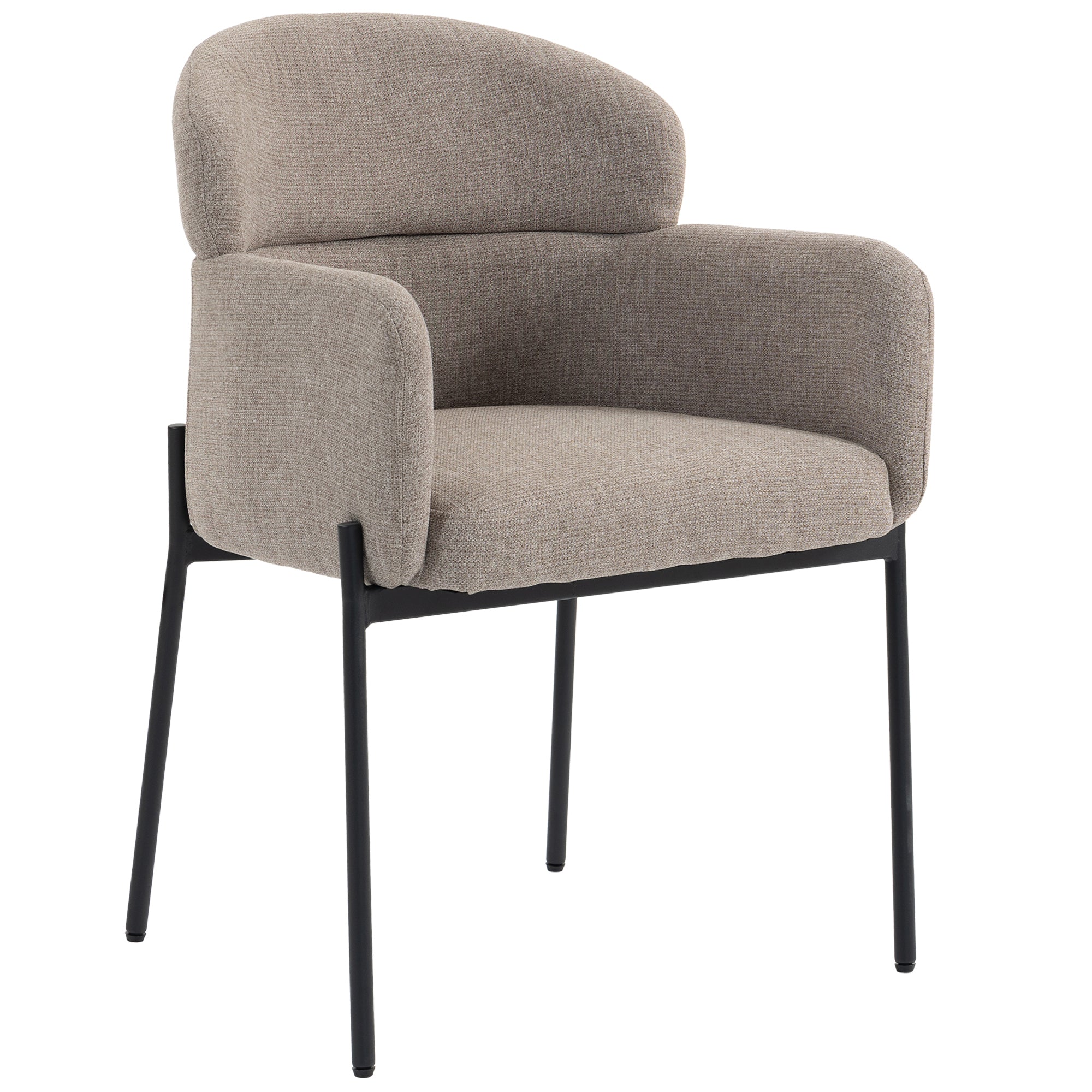 Chenille Accent Chair – Modern Upholstered Armchair with Metal Legs, Ergonomic Lounge Chair for Living Room & Bedroom, Light Brown