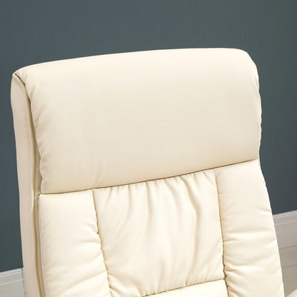 Reclining Relax Chair up to 135° with Swivel Seat and Matching Footstool, 78x84x110cm, Cream